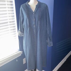 Pintuck Cotton Denim Midi Dress – Size 1X – GUC – Soft 100% Cotton